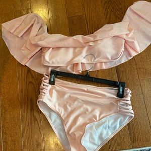 Pink two piece swimsuit